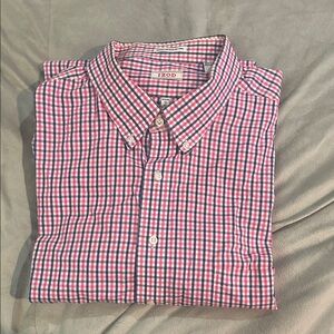 IZOD Men's Red and Blue Checkered Shirt long sleeve